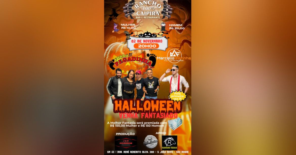 Restaurante Rancho 100% Caipira, em São Roque, realiza festa de Halloween nesta semana