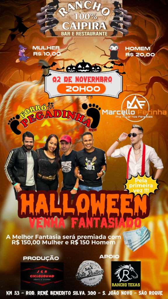 Restaurante Rancho 100% Caipira, em São Roque, realiza festa de Halloween nesta semana