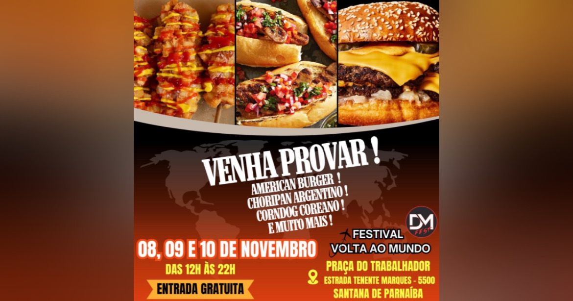 Santana de Parnaíba recebe o Festival Volta ao Mundo e Festival do Burger, em novembro