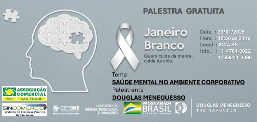 ACIA de São Roque realiza palestra sobre Janeiro Branco; saiba como participar