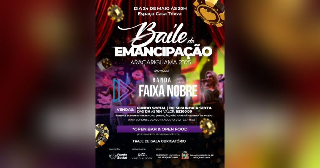 Baile de Emancipação 2025 de Araçariguama ocorre dia 24 de maio
