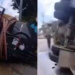 Caminhão tomba e autoridades precisam espalhar areia em via interditada em Sorocaba