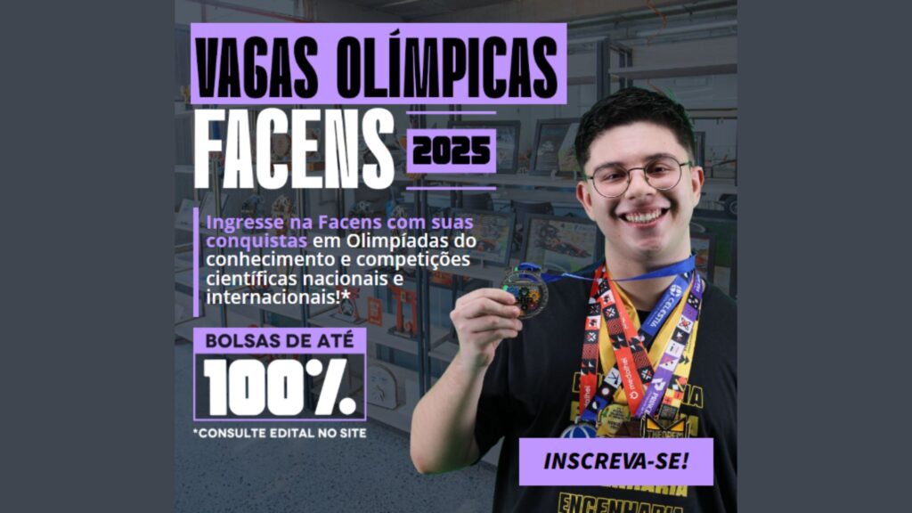 Facens abre inscrições para Vestibular e Programa de Vagas Olímpicas para estudantes premiados no Ensino Médio