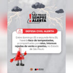 Defesa Civil faz alerta para tempestades com granizo e rajadas de vento em cidades do interior de São Paulo